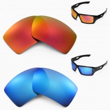 Walleva Ice Blue + Fire Red Polarized Replacement Lenses For Oakley Eyepatch 2 (OO9136 Series) Sunglasses